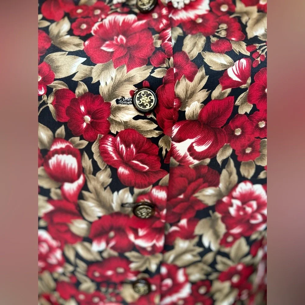 Vintage Volup Leslie Fay Women's Petite Floral Dress Size 16WP - Picture 10 of 15